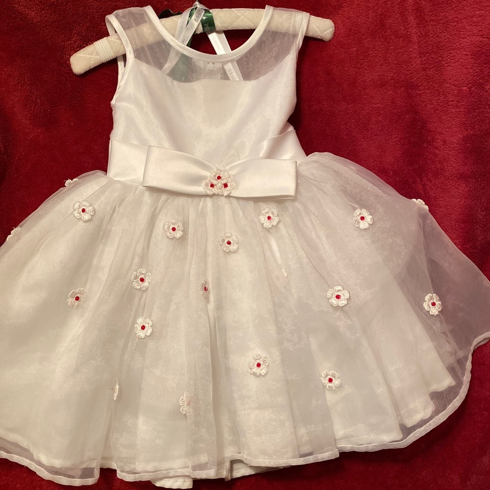 White Formal Floral Dress Great for Wedding/Easter